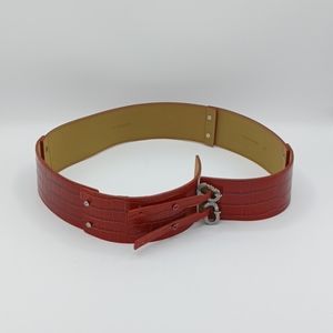 Swarovski Crystal Red Crocodile Embossed Belt
